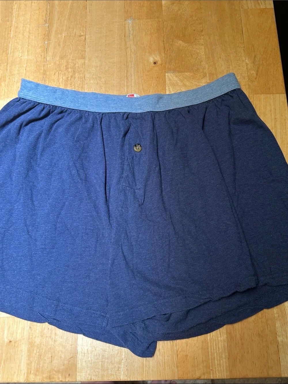 Hanes Blue Boxers with Heather Gray Waistband Size XL
